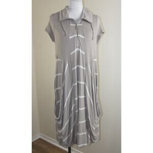 Chelsea & Theodore Womens DRESS - Size LARGE - Taupe Striped Slouch Pockets Zip